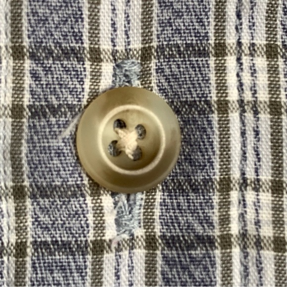 Vintage Burberry Men's Large Button Up Short Sleeve Blue Check Cotton Summer - Picture 4 of 7